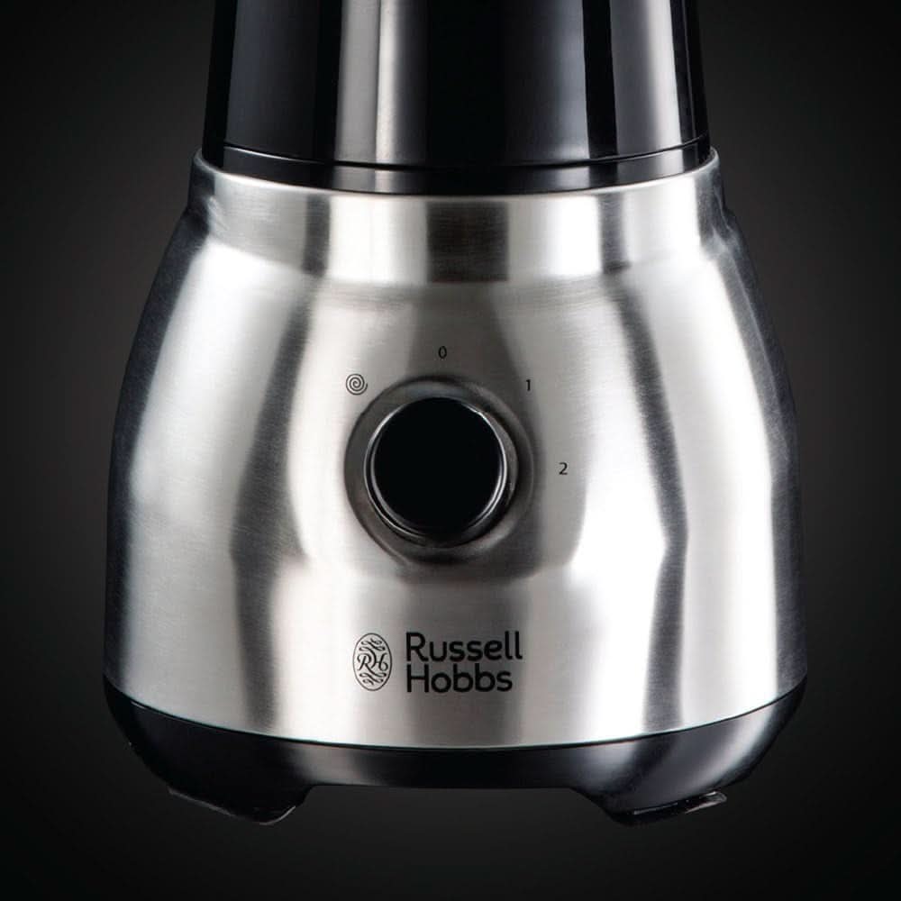 Russell Hobbs Standmixer 2-v-1 [1,5L Glasbehälter Mixer & 0,6L Mini Smoothie Maker -To-Go-Trinkflasche Inkl. Deckel] Spülmaschinenfest, Impuls-/Ice-Crush Funktion, Becher BPA Frei, Edelstahl 23821-56 Kitchen Naty Shop