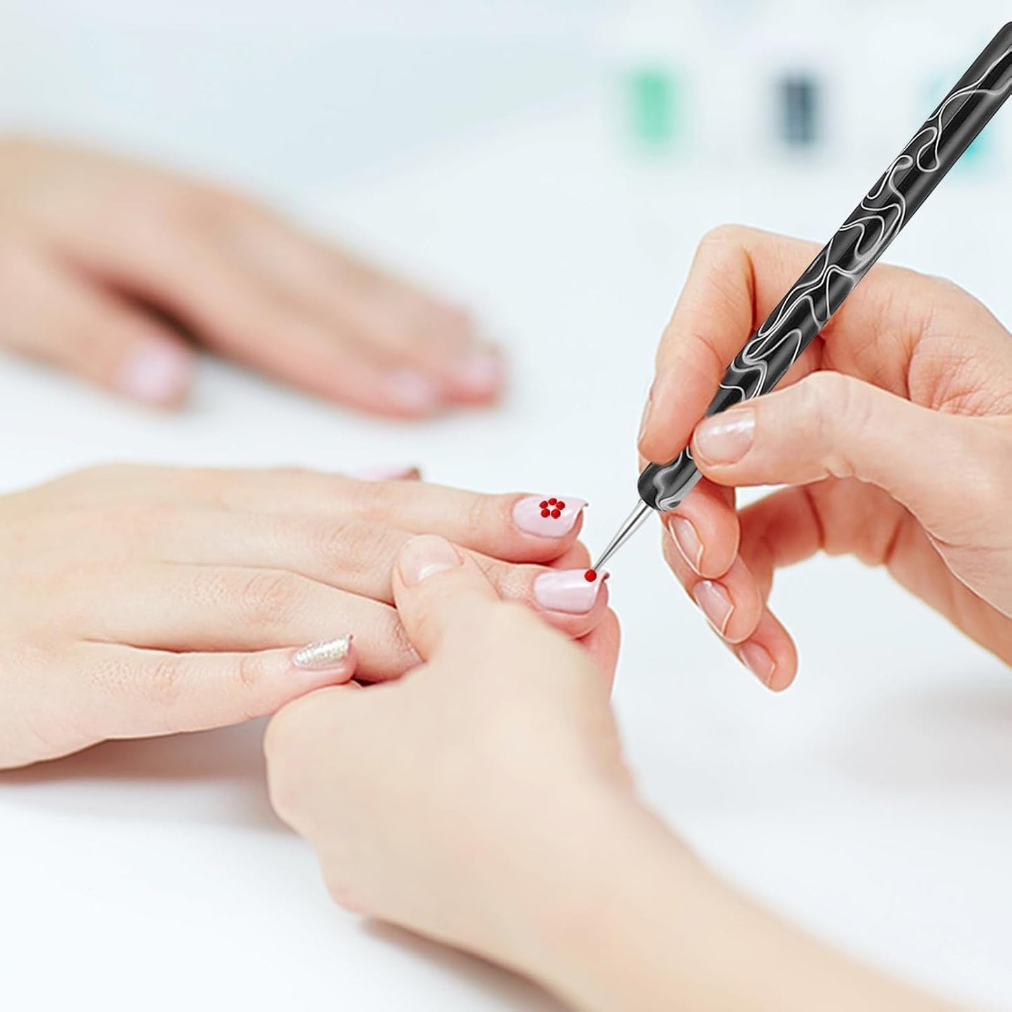 5 Stück Nail Design Tečkovací nástroje Nagelkunst Werkzeug Nagelpunkt Pinsel Punktierung Stift Marbleizing Werkzeug Für Nagelack Maniküre, Schwarz
