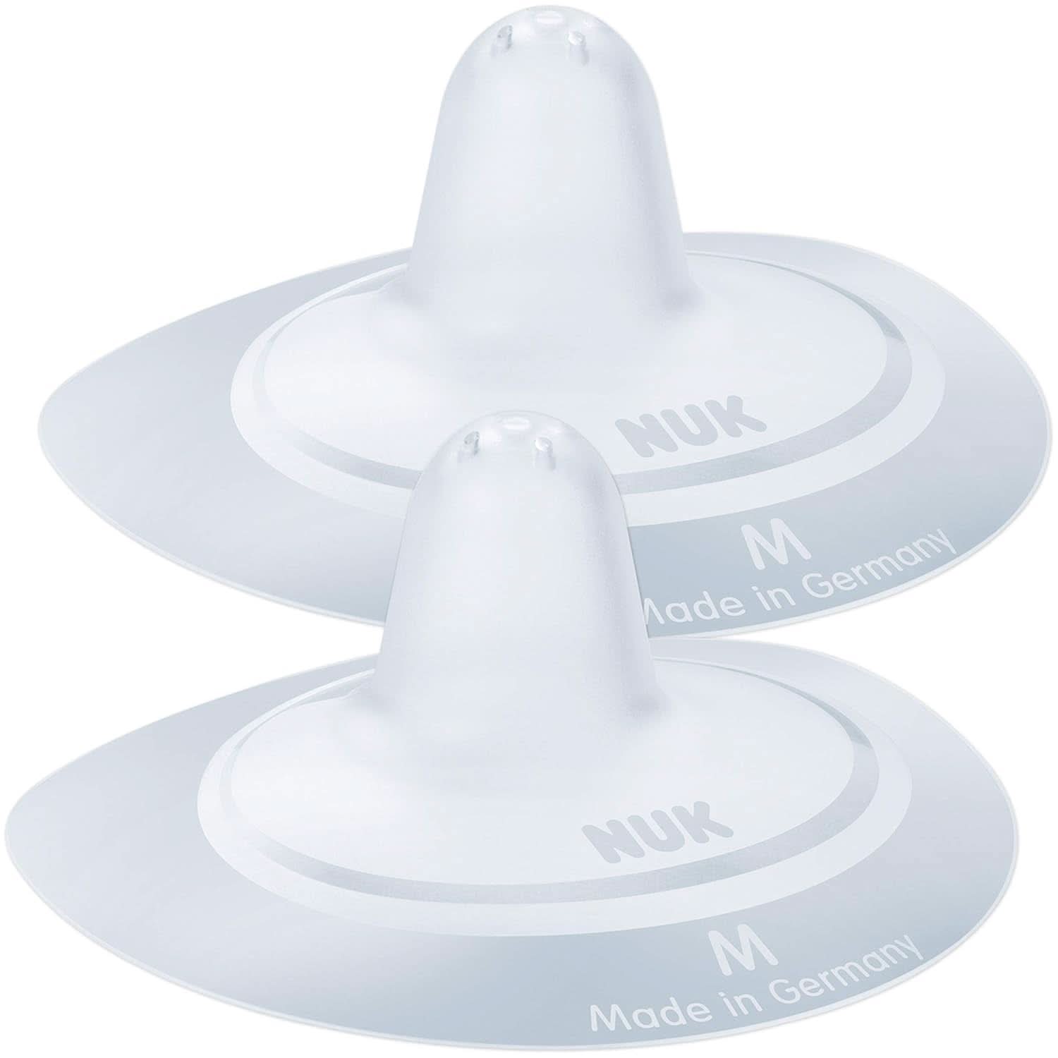 NUK Stillhütchen | Brusthütchen Zum Stillen | Schützt Vor Wunden Brustwarzen | Dünnes Silikon | Größe M (20 mm) | Včetně Schutzdose | 2 Stück Dětská výživa a doplňky ke kojení Naty Shop