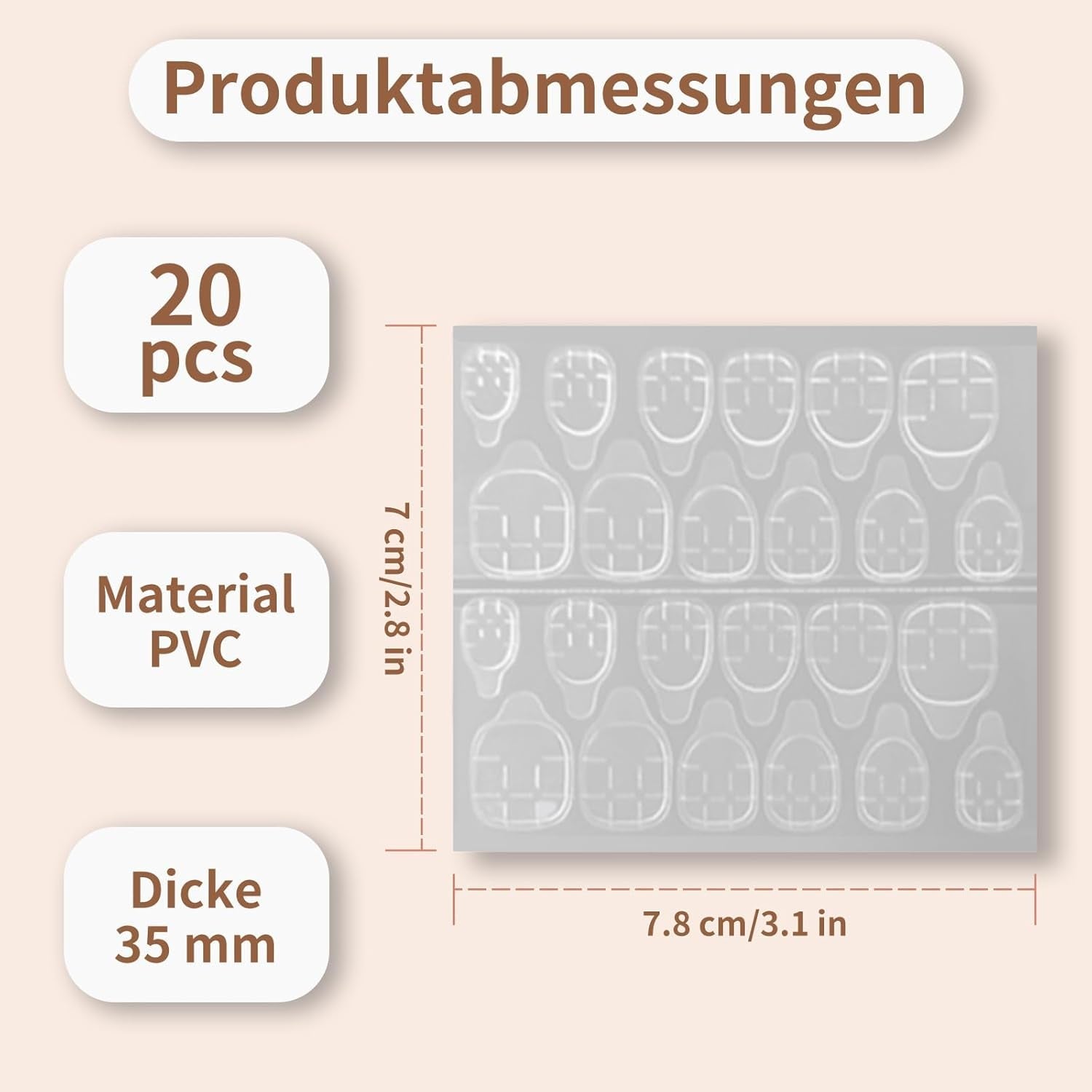 20 lepících tablet na nehty Jelly – průhledné silné oboustranné lepicí polštářky Vodotěsné opakovaně použitelné lisovací na nehty Sada na manikúru pro vlastní potřebu Příslušenství na nehty
