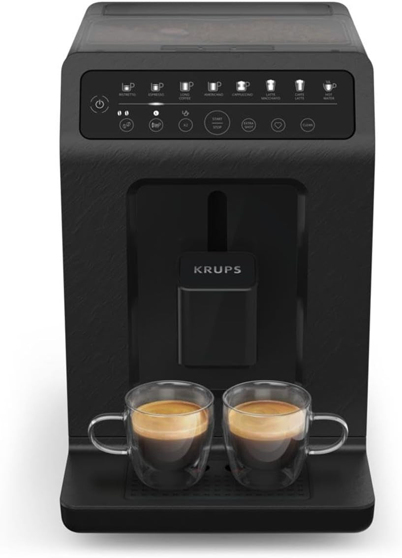 Krups EA897B Evidence ECOdesign automatický kávovar na espresso, funkce automatického espressa a cappuccina, technologie Quattro Force, šálky na mléko jedním dotykem, 8 předvoleb, mléčný systém, 1450 W
