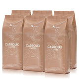 CARROUX Crema celá kávová zrna (6 x 500 g) - prémiová kávová zrna z Hamburku - čerstvě pražená tradičně