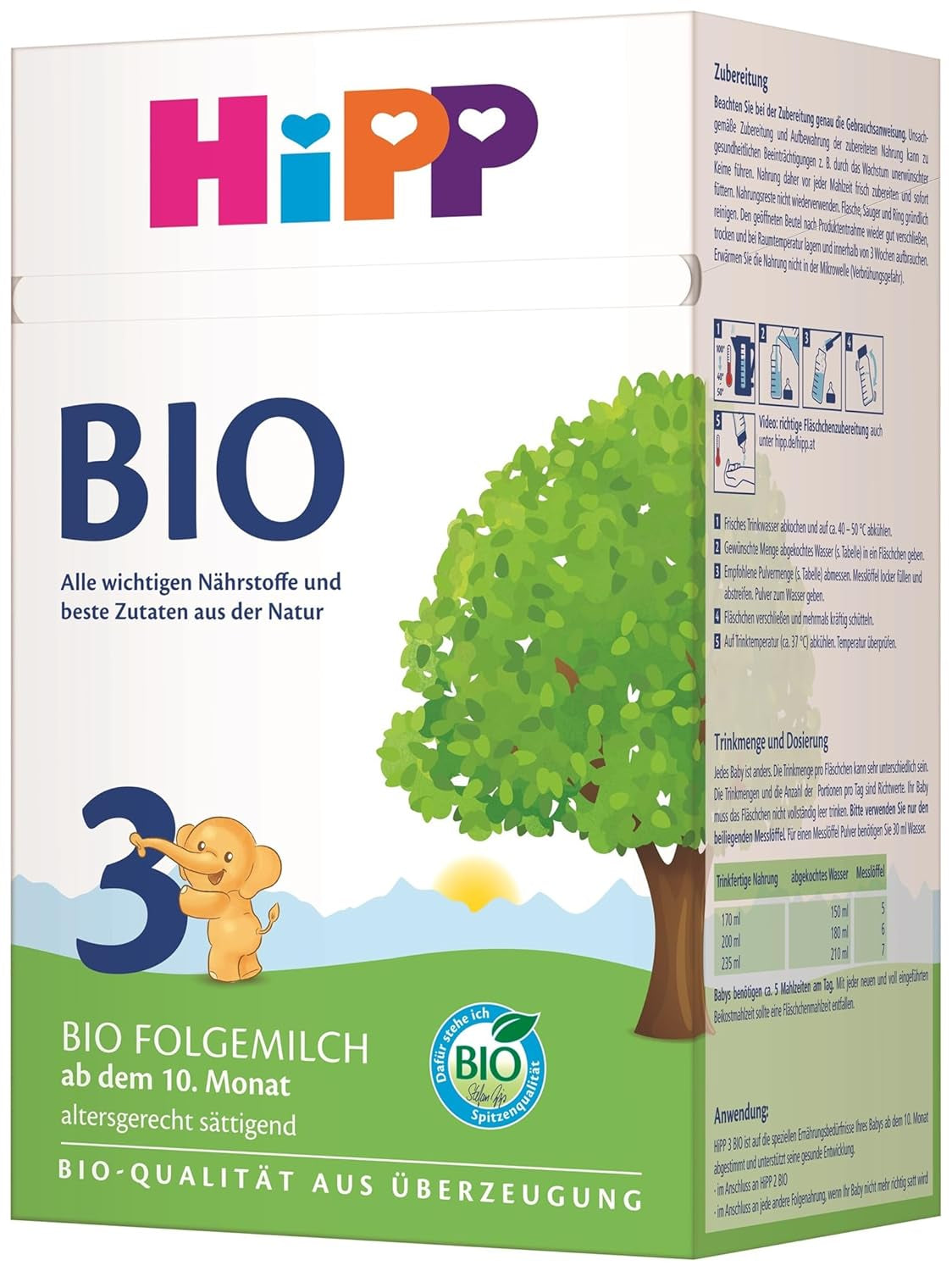 Pokračovací mléko HiPP 3 Bio (4 x 600 g) - po 10 měsících, s Omega-3 (DHA, ALA), vápníkem, vitamínem D, v nejlepší bio kvalitě