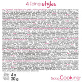 Scrapcooking - 4dílné popisovače: zlaté, čokoládové, bílé a červené - dekorativní jedlá pera pro psaní a kreslení na zákusky, dorty a sušenky