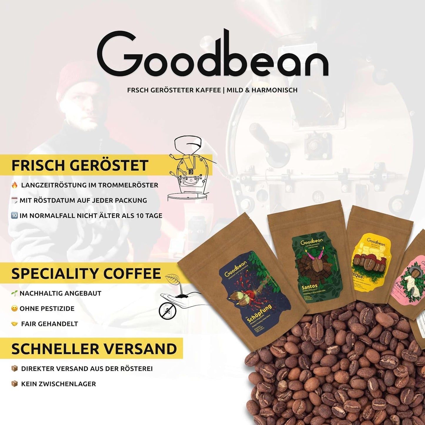Discovery - Espresso | Kávová zrna 500g - 100% Arabica | pro plně automatické stroje/portafiltr/espresso | Celá kávová zrna | Čerstvá kávová zrna