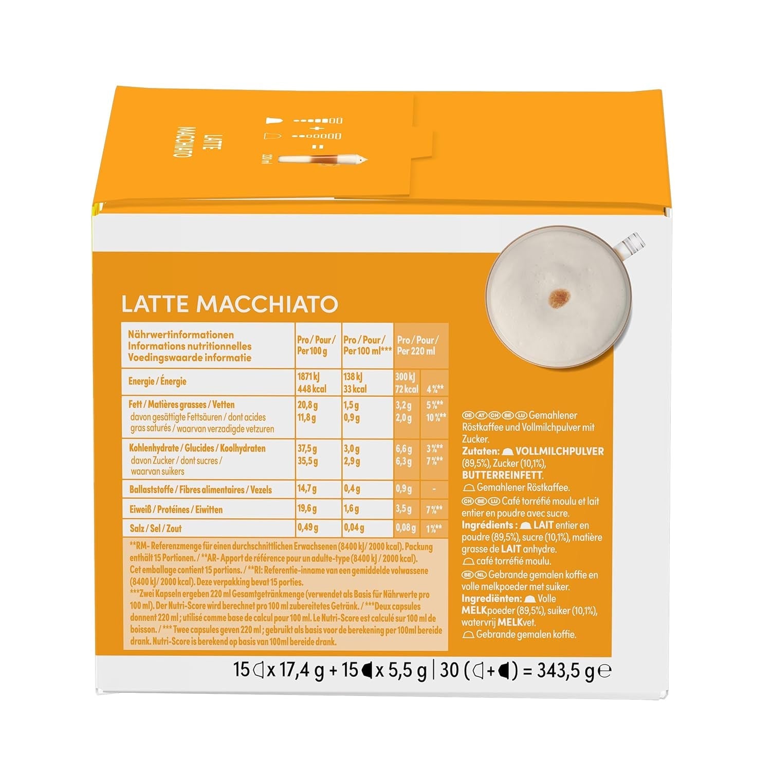 NESCAFÉ DOLCE GUSTO Latte Macchiato Kaffeekapseln 3er Vorratspack (3 x 30 kapslí)
