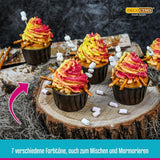 Sada 6 barevných past Decocino - 6 x 20 g - Potravinářské barvivo v červené, růžové, zelené, žluté, modré a černé barvě, ideální pro barvení dortů, fondánu a krémů - Bez azo a bez lepku