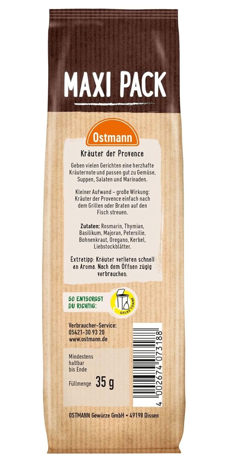Ostmann, středomořská bylinná směs na dušená jídla, pizzu a těstoviny, 35 gramů Naty Shop