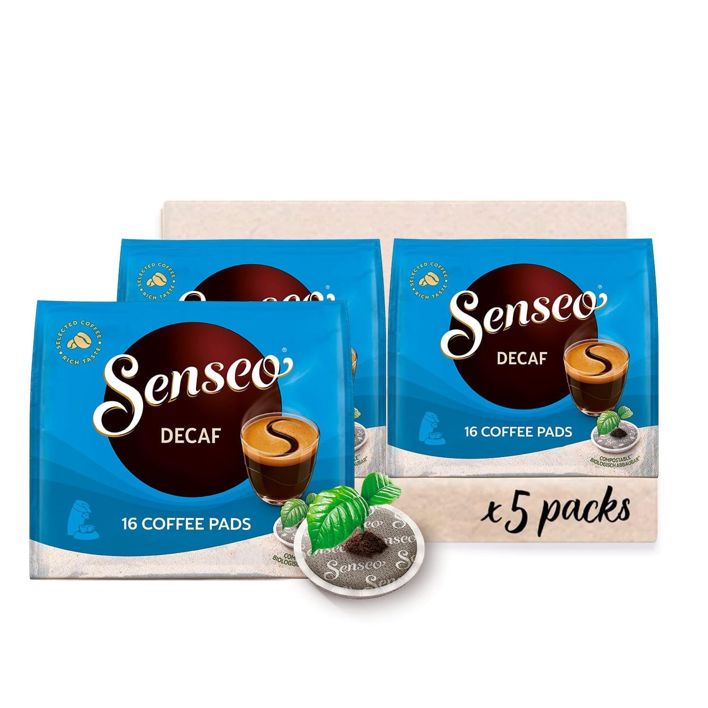 Senseo Pads Decaf Entkoffeiniert, 5 x 16 Getränke, 80 kaffeepadů