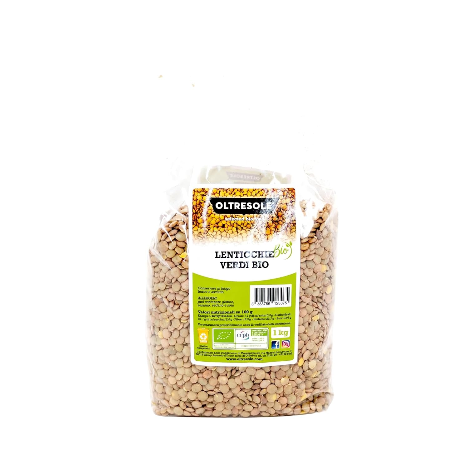 Bio zelená čočka 5 kg, celé bio luštěniny, zdroj bílkovin a vlákniny, bohatá na vlákninu a minerály, ekonomický balíček