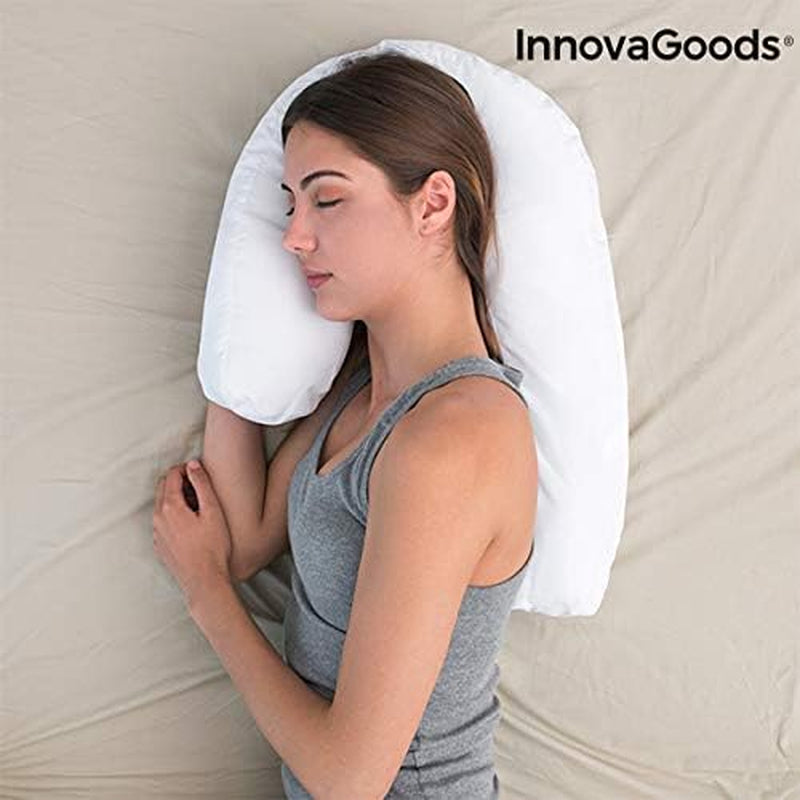 Innovagoods Ergonomický polštář ve tvaru U pro boční spáče, ideální pro těhotenství, podporuje klidné dýchání, omezuje chrápání, bavlna a polyester, bílý, 39 x 57 x 14 cm krční ortopedické polštáře Naty Shop