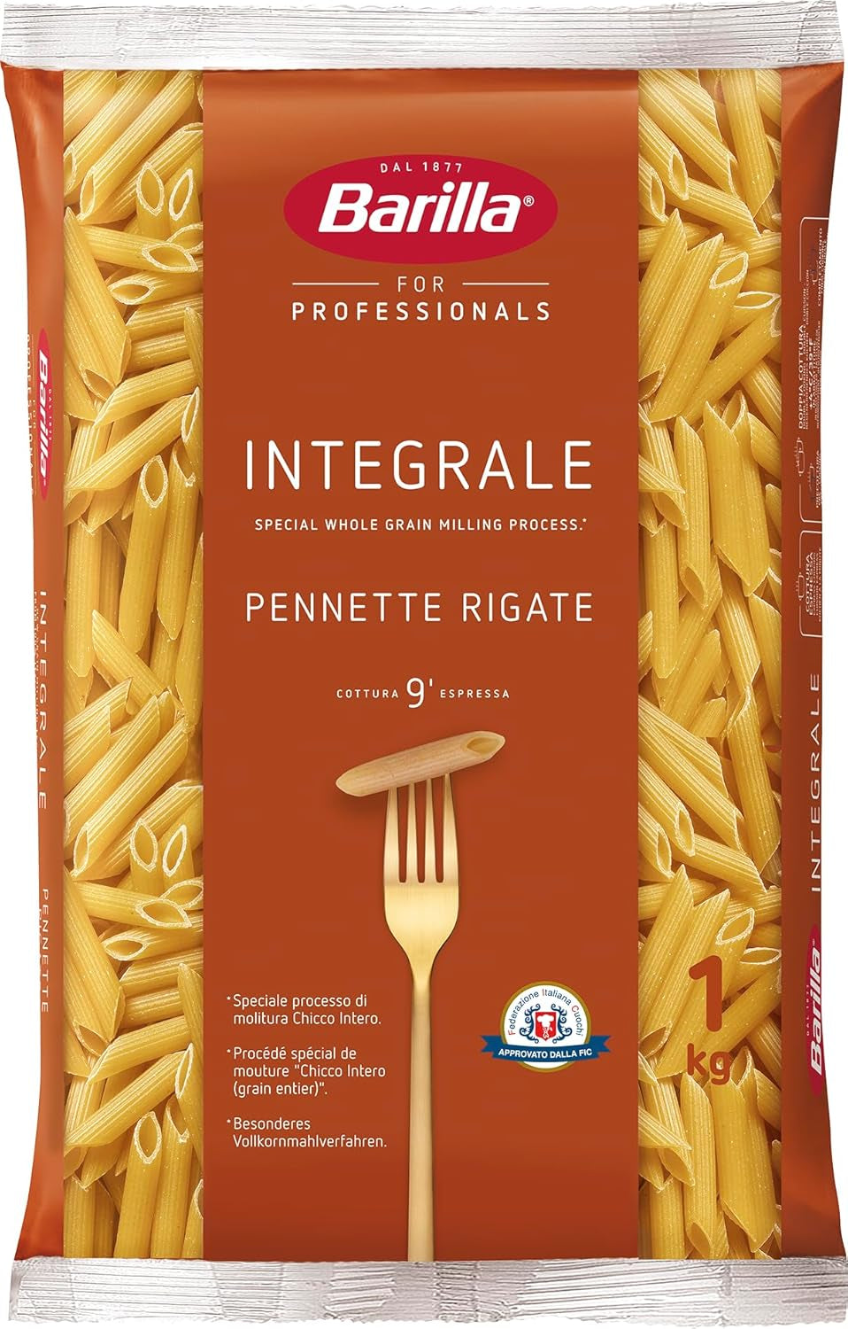 Barilla Pennette Rigate celozrnné těstoviny, balení 9 ks (9 x 1 kg)