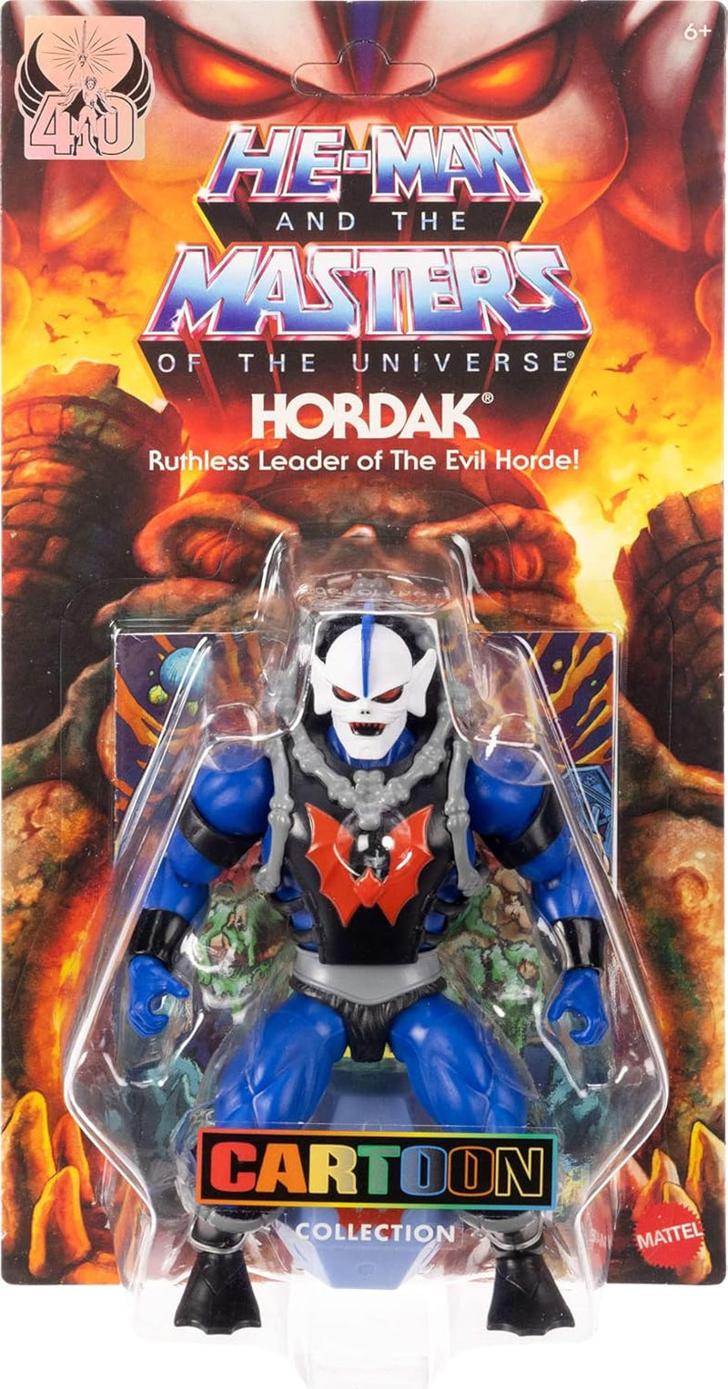 Masters of the Universe Origins Akční figurka Hordak z kolekce kreslených filmů, asi 14 cm vysoký, divoký padouch hordy z televizního seriálu z 80. let, 16 bodů pohybu, minikomiks, akční figurky JBM79 Naty Shop