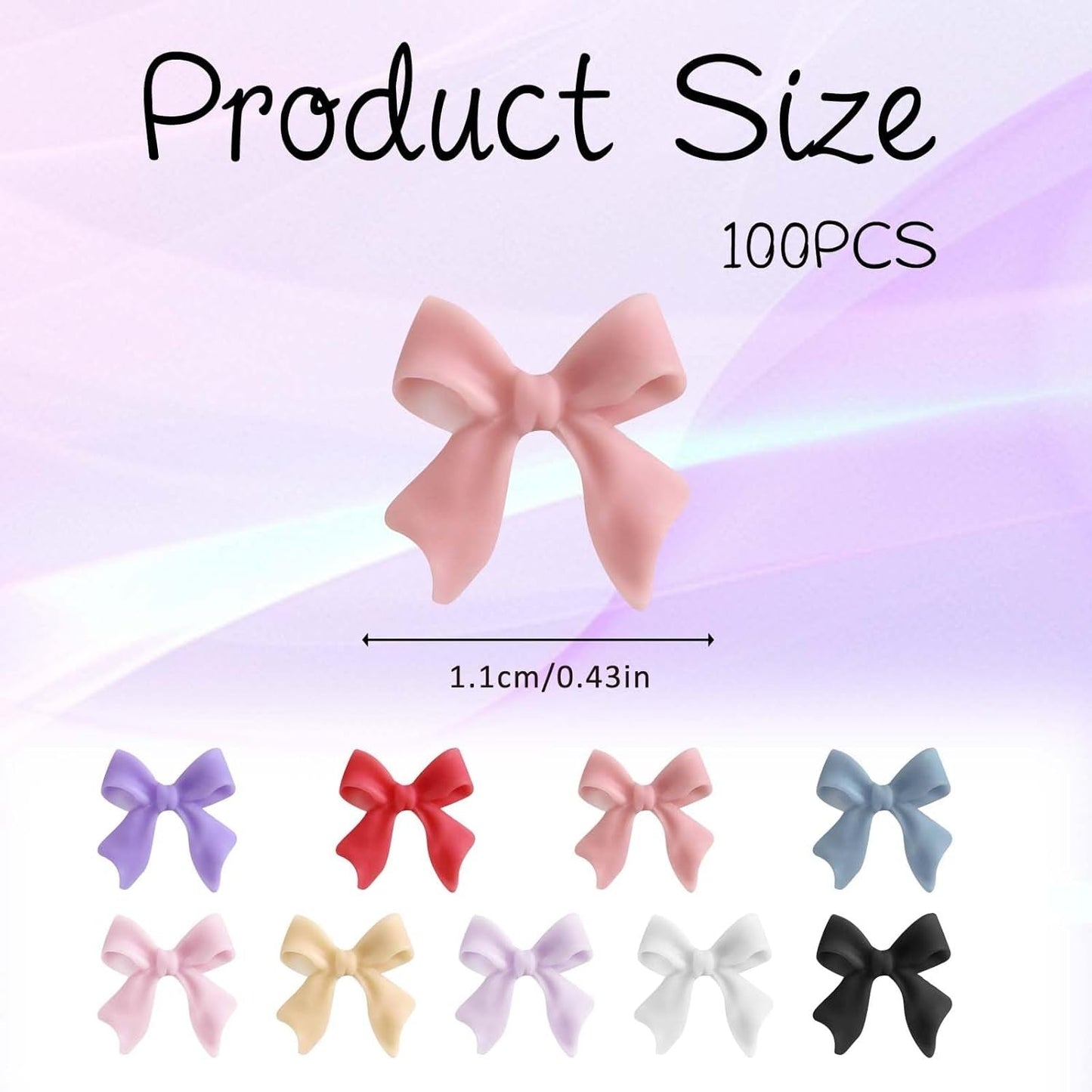 100 Stück Sady 3D ozdob na nehty Schleifen Nagelanhänger Nagelkunst Dekorationen Schleife Für Acrylnägel, Süße Kawaii-Schleifenanhänger, Hübsche Nagel-Schleifenanhänger-Dekoration