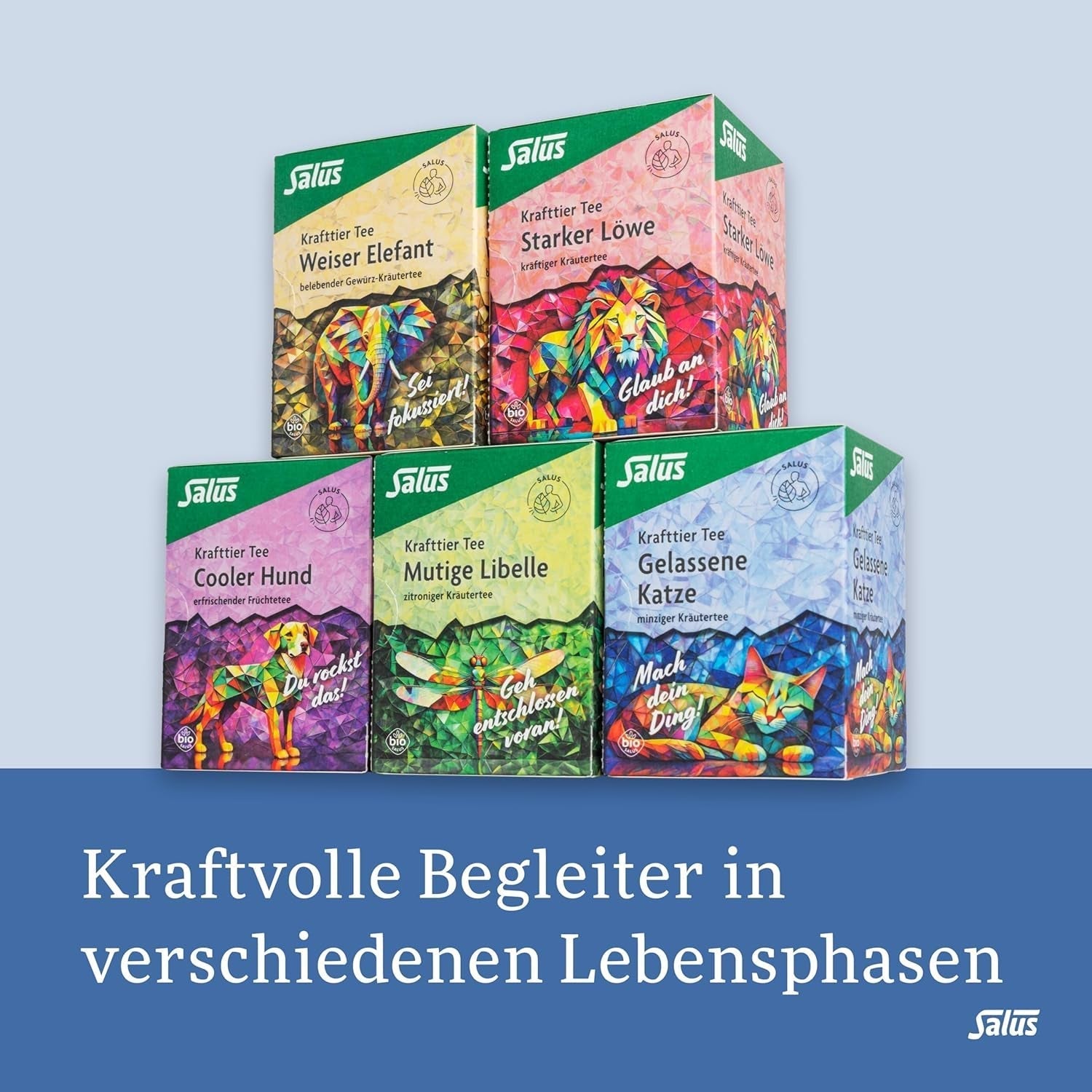 Salus - Čaj Krafttier - The Quiet Cat - 1X 15 filtračních sáčků (28,5 g) - Mátový bylinný čaj s Ashwagandhou - BIO