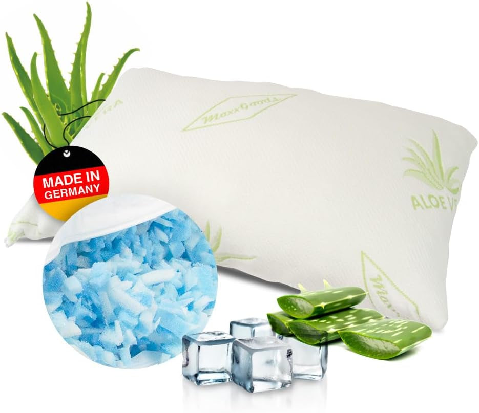 Maxxgoods Ortopedický polštář Visco Gel Foam Polštář na podporu krku s ochranným potahem z Aloe Vera a vnitřním potahem ze 100% bavlny - Polštář pro žaludek, záda a postranní spáče (42 cm X 70 cm X 12 cm) Naty Shop Ortopedické polštáře na děložní hrdlo Cm Gel Foam 70