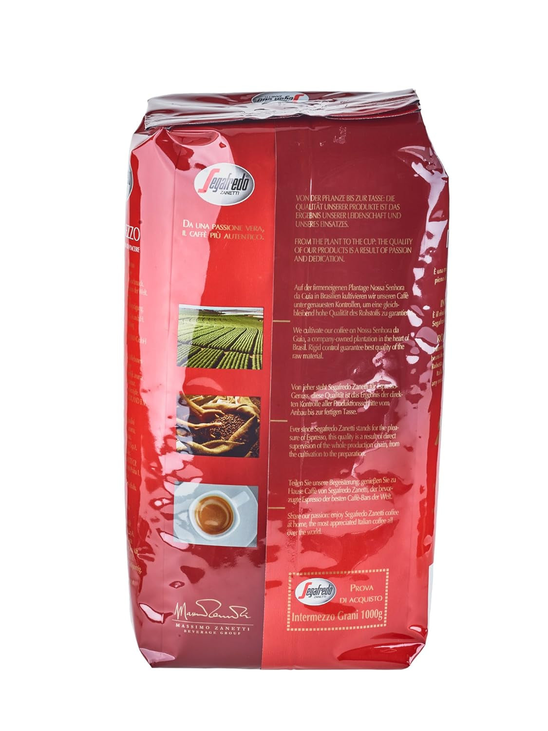 Segafredo Zanetti Intermezzo - Celé fazole (1 kg balení) - Geeignet für alle italienschen Kaffeespezialitäten - Kaffeebohnen mit mitteller Röstung, stark und vollmundig im Gesmack