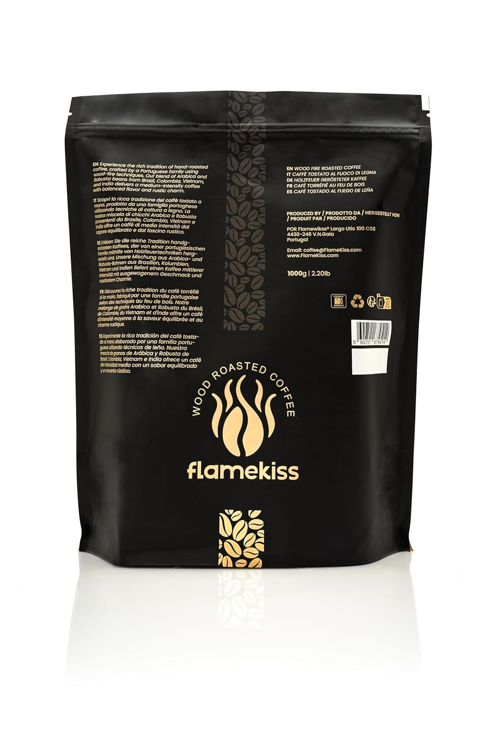 Kávová zrna 1 kg – vysoce kvalitní espresso Arabica a Robusta, ručně pražené na dřevěném ohni pro bohatý a aromatický zážitek z celé kávy