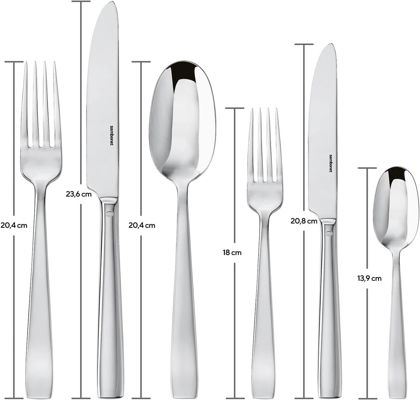 Sambonet 62512-83 Sada příborů s plochým monoblokem, 36 kusů, 18/10 Nerezová ocel, Kuchyně vhodná do myčky Naty Shop
