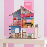 Dřevěný domeček pro panenky Olivia's Little World 360 pro děti, 3,5" panenky a 12 doplňků, vícebarevný TD-13260C