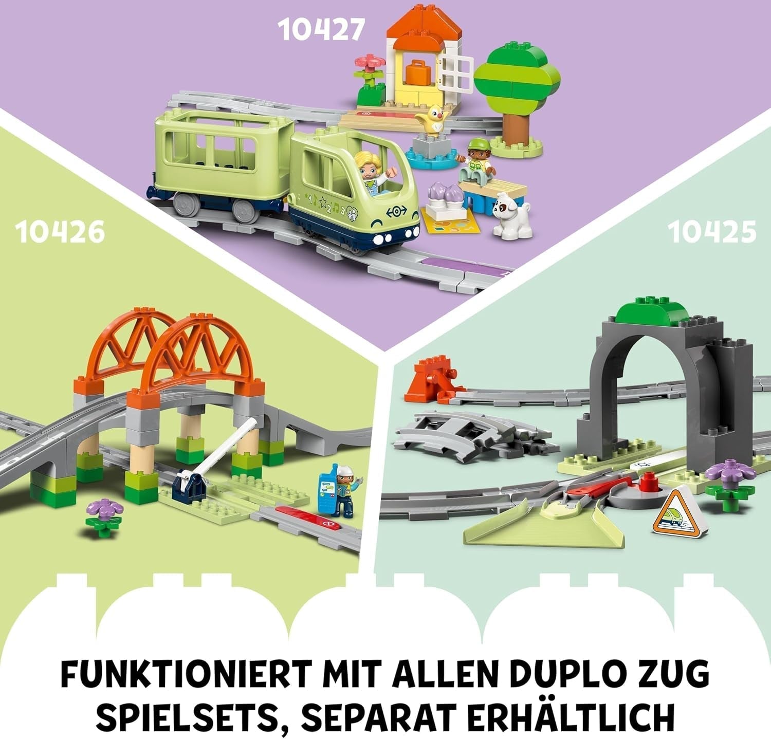 Interaktivní dobrodružný vlak LEGO DUPLO Town, sada se světly a zvuky pro hraní rolí, umožňuje 2letým dětem stavět koleje, předškolní vzdělávací hračka 10427 Stavebnice Besuche den LEGO-Store