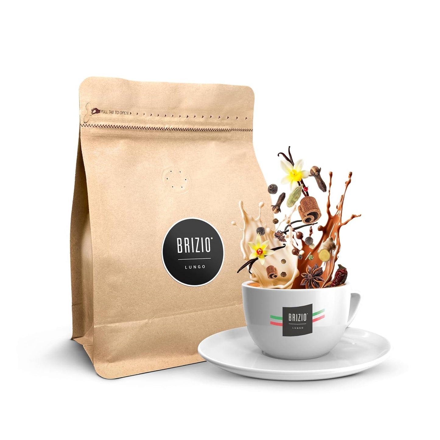 Lungo – Sáček na vzorky 250g – Zrnková káva italského espressa – 100% Arabica – Středně pražená – Plná a hladká – Čokoláda, vanilka a karamel