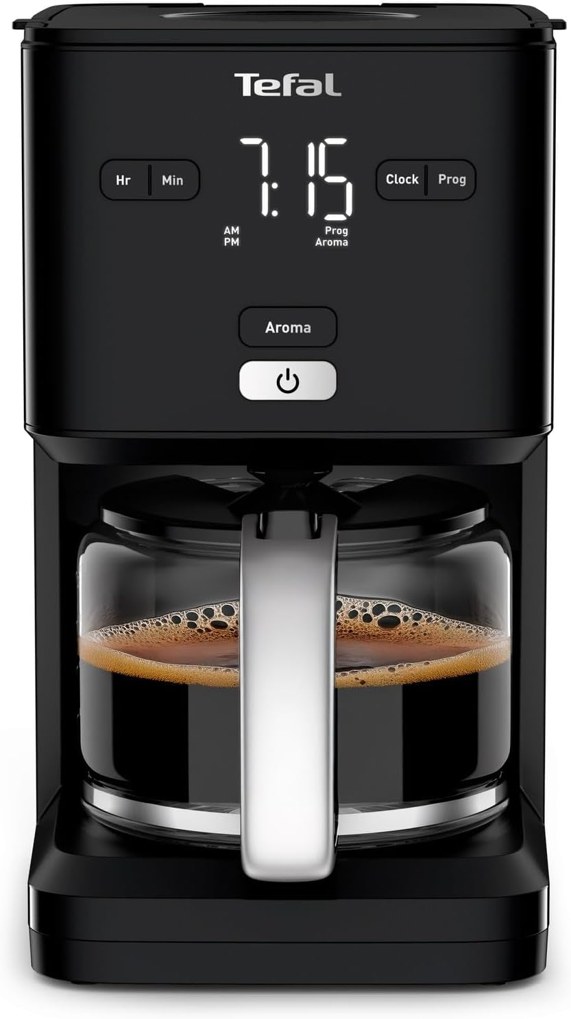 Espresso Tefal Smart'n Light s časovačem, Espresso s programovatelným filtrem 1,25 l, funkce aroma pro intenzivní aroma, funkce udržování teploty, proti odkapávání a snadné čištění, černá