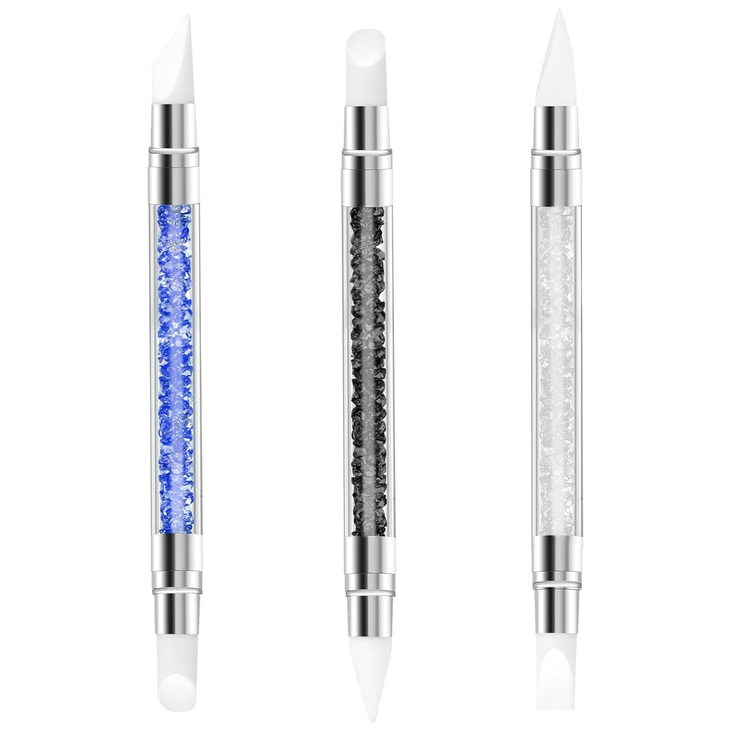 3 Stück Nagel Pinsel Silikon, Nagelkunst Skulptur Stift, Doppel Köpfe DIY Maniküre Werkzeug, Strassstein Picker, Gel Schnitzen Pinsel Für Design, Tvarování Kresba Carving Nagelfolie