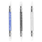 3 Stück Nagel Pinsel Silikon, Nagelkunst Skulptur Stift, Doppel Köpfe DIY Maniküre Werkzeug, Strassstein Picker, Gel Schnitzen Pinsel Für Design, Tvarování Kresba Carving Nagelfolie