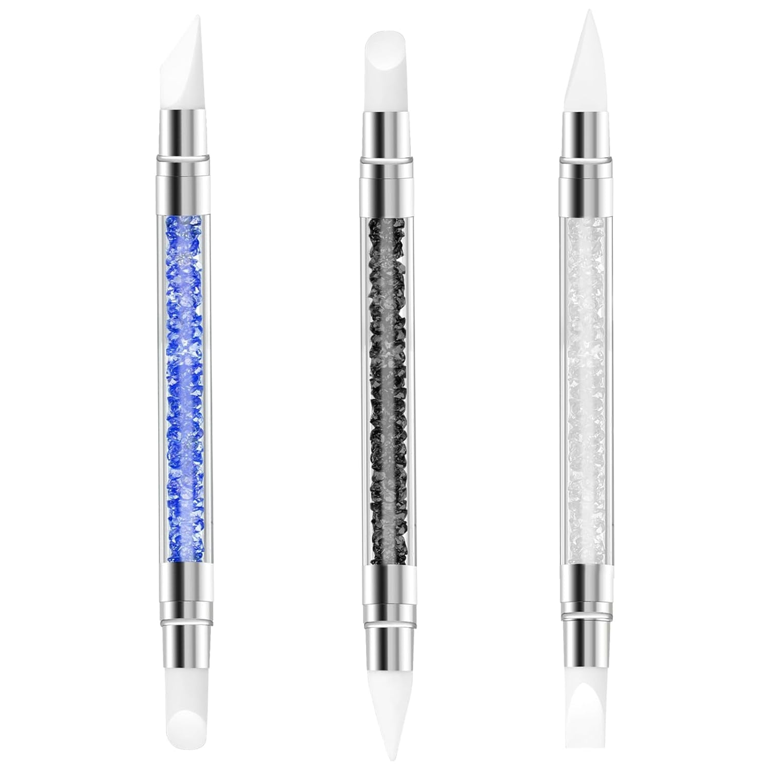 3 Stück Nagel Pinsel Silikon, Nagelkunst Skulptur Stift, Doppel Köpfe DIY Maniküre Werkzeug, Strassstein Picker, Gel Schnitzen Pinsel Für Design, Tvarování Kresba Carving Nagelfolie