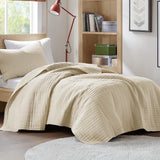Sada přikrývek Comfort Spaces Kienna, luxusní dvojité prošívání, letní přikrývka, lehká, měkká, celoroční povlečení, odpovídající povlak na polštář, bílá, přikrývka na manželské postele (264,2 x 228,6 cm), přikrývky a přikrývky Naty Shop Ivory Twin/Twin Xl (66"X90")