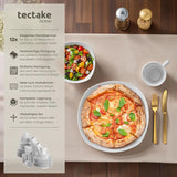 tectake® Sada nádobí pro 12 osob, 100dílná sada porcelánového nádobí, včetně 12 talířů, 12 dezertních talířů, 12 talířů na večeři, 12 šálků, 12 misek na cereálie, misky na salát, džbán na mléko, cukřenka
