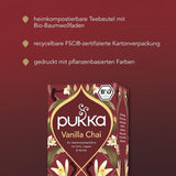 Pukka | Směs organických ochucených čajů "Vanilla Chai" | Skořice, zázvor a vanilka | Čaj pro pochoutku s přírodní sladkostí | Balení po 1 | 20 čajových sáčků