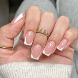Dlouhé francouzské tipy Zlaté třpytivé lepidlo na dlouhé čtvercové nehty Glitter French Tip Sada umělých nehtů čtvercové umělé nehty pro ženy 24ks