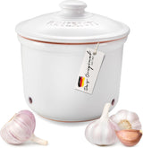 Römertopf Fresh Pot MINI 0,6 litru - Keramický hrnec na česnek - Prodyšná hlína udrží zeleninu déle čerstvou - Ideální cirkulace vzduchu - Bílé boxy na skladování potravin Naty Shop Výchozí název