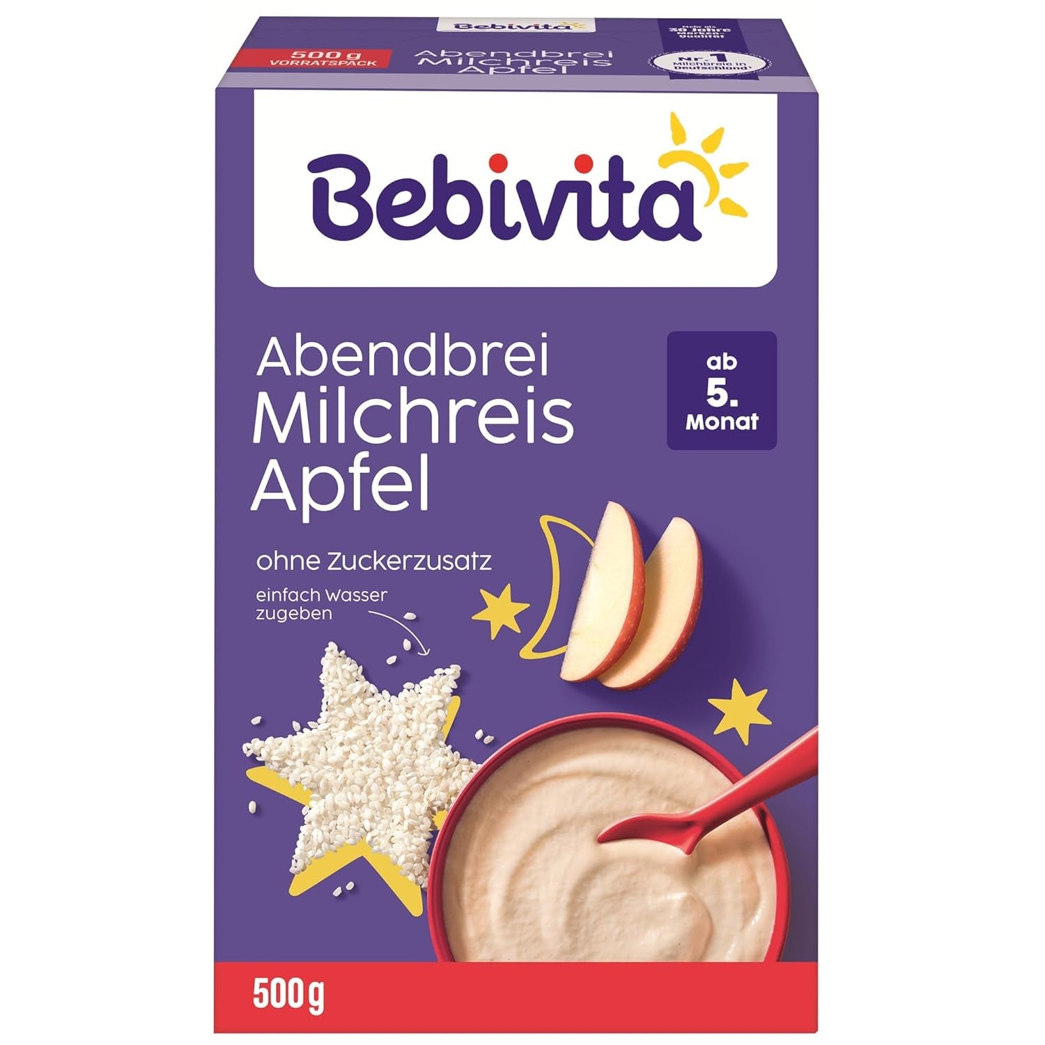 Rýžový nákyp s jablky a večerní kaší (4x500g), mléčná kaše od 5 měsíců, s cennými minerály a vitamíny, bez přidaného cukru, velmi zasytí