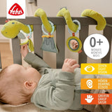 Fehn Activity Spiral Dino - tahací a tlačený kočárek - dinosauří hračka do postele, hřiště, kočárku a autosedačky - motorická hračka pro miminka a batolata od 0+ měsíců Baby Toys Naty Shop