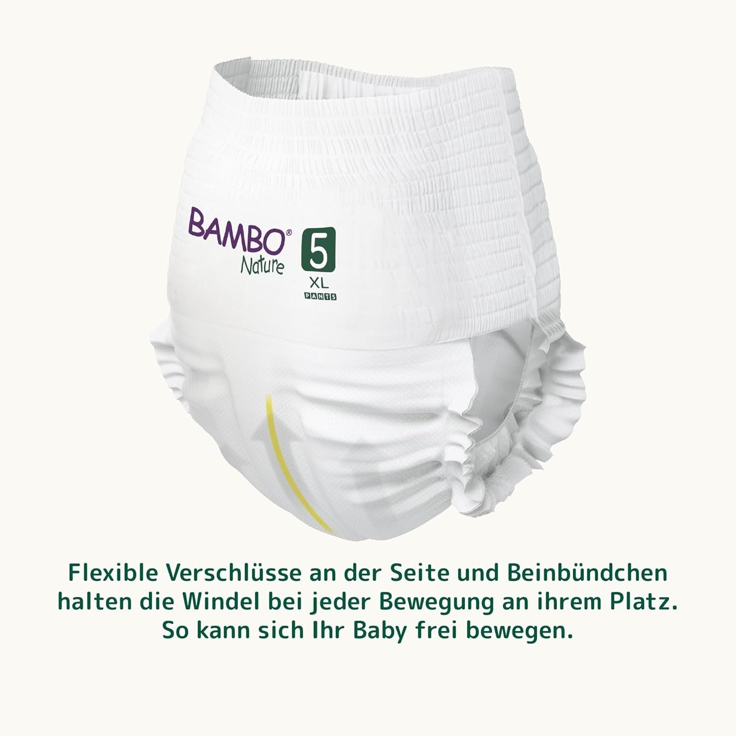 Bambo přírodní plenky, velikost 5 (11-17kg) - měsíční balení 95 | Pleny se zlepšenou ochranou proti protečení | Maximální pohodlí a svoboda pro aktivní děti | Dermatologicky testované plenky