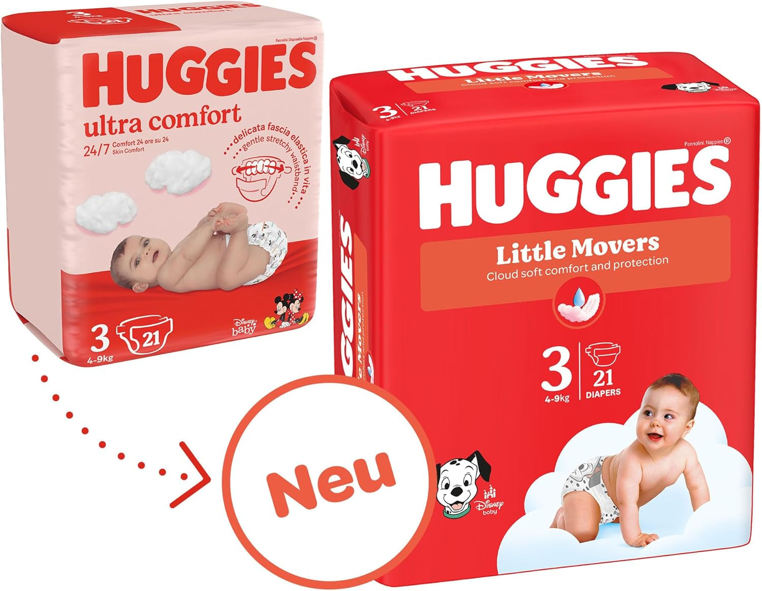 Huggies Dětské plenky Little Movers, Disney Design, velikost 3, počet 168 (3 x 56), měsíční krabička