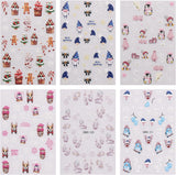 JMEOWIO Nagelsticker Weihnachten 6 Blatt Nail Art Sticker Selbtklebend Nagelaufkleber Schneeflocke Winter Urlaub Süß Dekoration Nageldesign Zubehör