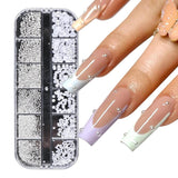 GZSY Nail Art Strasssteine ​​​​Nagel Perlen Weiß 12 Raster Nagel Charms Nageldesign Zubehör Perle Nail Art
