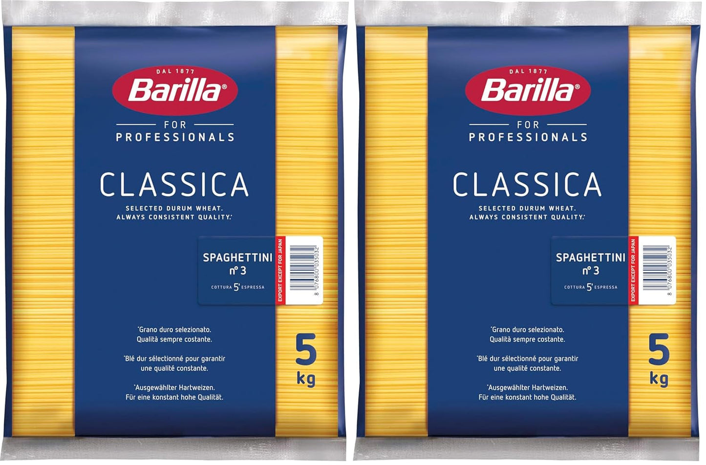 Barilla Pasta Klassische Spaghetti n.5 aus vysoce kvalitní Hartweizen immer al dente, (1 x 500 g), bez chuti