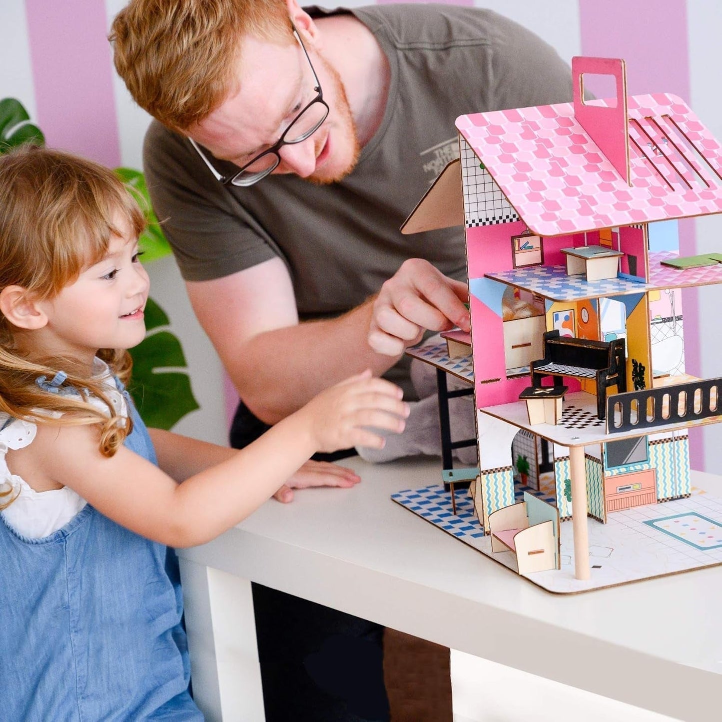 Olivia'S Little World 360 dřevěný domeček pro panenky pro děti 3,5" panenky a 12 doplňků Vícebarevné TD-13260C Domky pro panenky Naty Shop