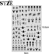 12 Blatt Nagelsticker Geometrisch Nagelaufkleber Selbtklebend Schwarz-Weißes Mysteriöses Dreieck Nail Art Sticker Dekoration Nageldesign Zubehör