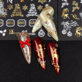 9 Blatt Nagelsticker Weihnachten Nagelaufkleber Selbtklebend Weiß Rentier Schneemann Samolepka na nehty Dekoration Nageldesign Zubehör