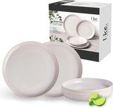 jako. od Villeroy & Boch – Večeře z řemeslné bavlny 4 teilig Weiß, Spülmaschinenfest, Mikrowellensicher, Geschirrset, Tafelservice Modern, Speiseteller, Tiefe Teller, Pottery-Look, Premium Porzellan