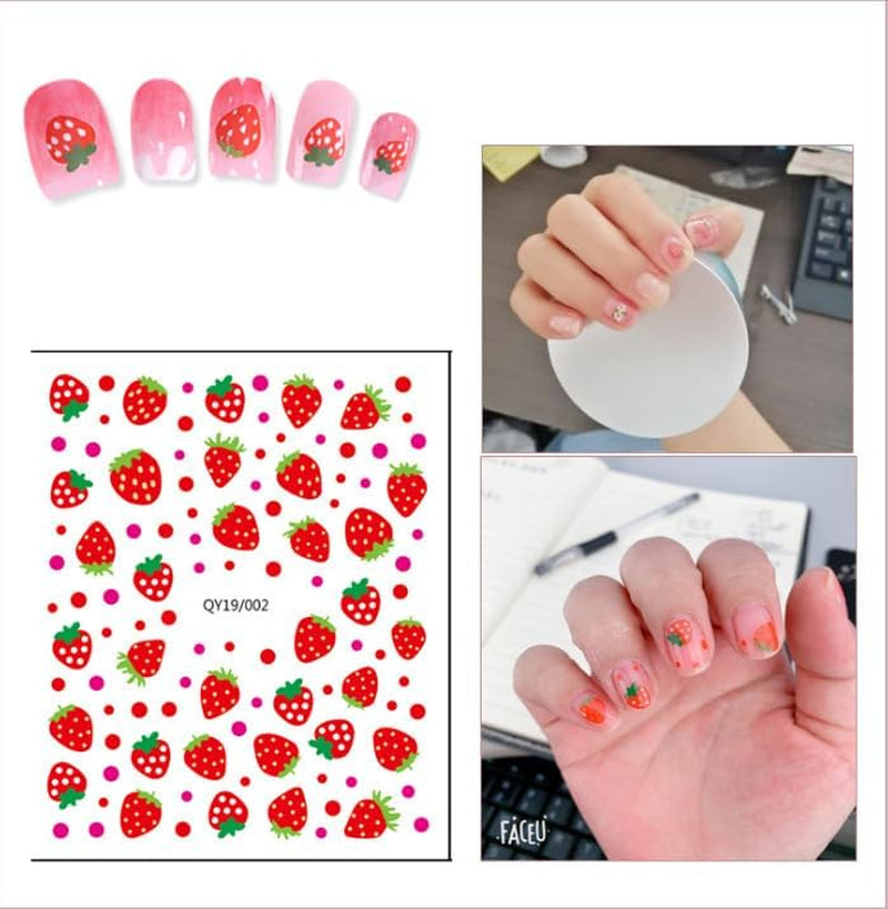 JMEOWIO Süße Nagelsticker Für Kinder 14 Blatt Nail Art Sticker Selbtklebend Nagelaufkleber Regenbogen Blumen Frucht Dekoration Nageldesign Zubehör