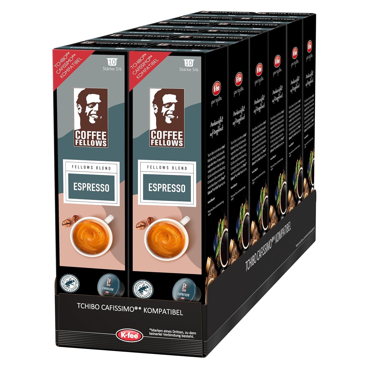 Coffee Fellows Blend Espresso kapsle, kompatibilní s K-fee, EXPRESSI & Tchibo Cafissimo*, schokoladig-fruchtige Aroman, 120 Kaffeekapseln