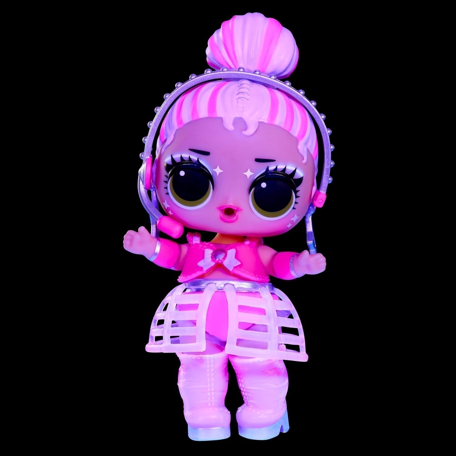 L.O.L. Překvapení! Neon Pop Stars Tots – 1 panenka Black Light Magic Surprise, slepý obal, 7 sběratelských panenek, každá s neonovými nálepkami a doplňky, dárek pro děti 4+ panenky Naty Shop