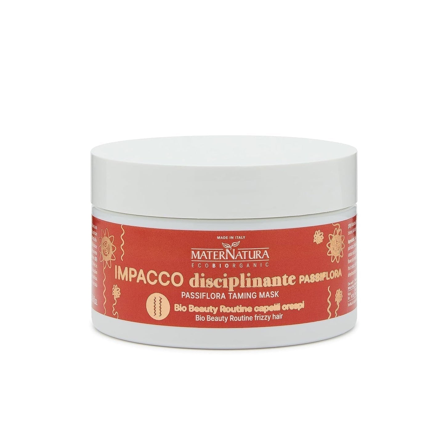 Maternatura maska na kudrnaté vlasy s mučenkou, oprava, síla a lesk pro dokonalé kudrlinky, organická kosmetická rutina pro kudrnaté vlasy, vyrobeno v Itálii - 100 ml Naty Shop Hair Mask Výchozí název